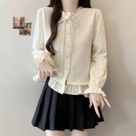 FA42074# 新款大码女装胖MM设计感拼接假两件百搭显瘦衬衫上衣