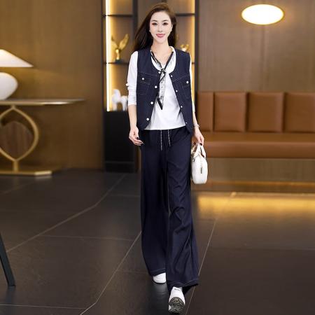 FA42085# 休闲时尚套装女减龄显瘦秋新款大码女装三件套