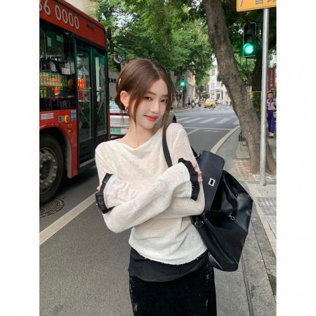FA42098# 初秋穿搭一整套大码胖mm假两件上衣半身裙盐系减龄独特漂亮套装女