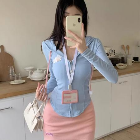 FA42175# 辣妹套装收腰长袖上衣女春秋裙子包臀短裙半身裙两件套