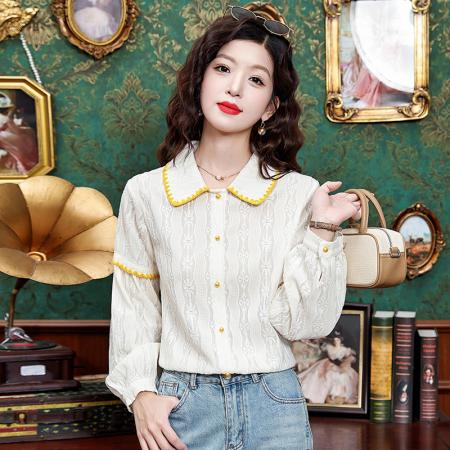 FA42193# 25年新款气质百搭显瘦时尚复古长袖女衬衫
