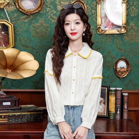 FA42193# 25年新款气质百搭显瘦时尚复古长袖女衬衫