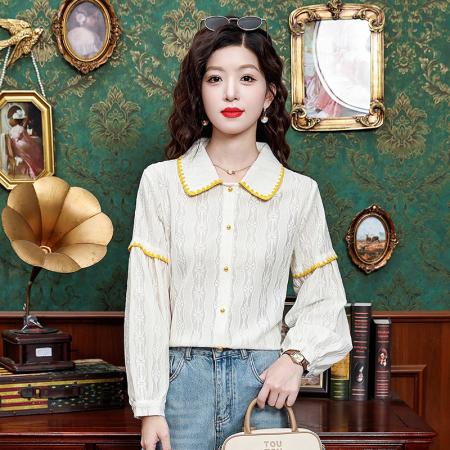 FA42193# 25年新款气质百搭显瘦时尚复古长袖女衬衫