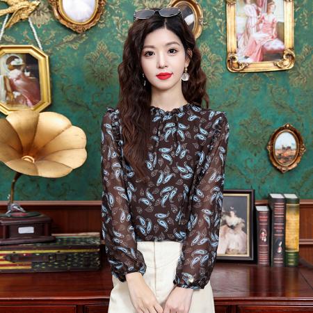 FA42196# 秋季新款上衣时尚洋气减龄显瘦衬衫女