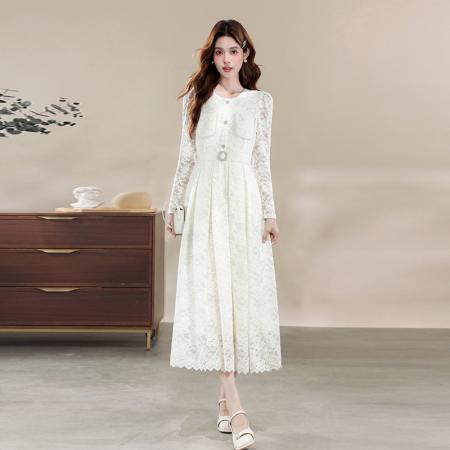 FA42254# 法式蕾丝连衣裙女秋装新款气质晚礼服长裙裙子