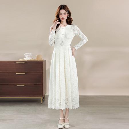 FA42254# 法式蕾丝连衣裙女秋装新款气质晚礼服长裙裙子