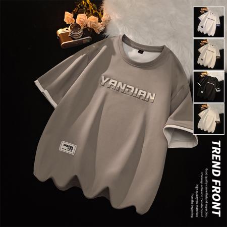 FA42282# 港风大码日系纯色百搭半袖T恤夏季男内搭打底衫休闲潮牌情侣短袖上衣 男装批发