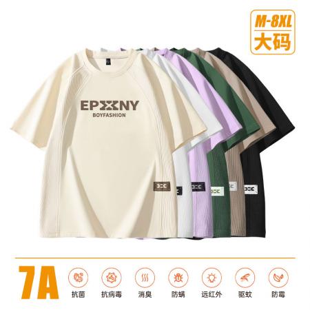 FA42283# 高品质抖音直播爆款夏季新款立体感印花短袖青少年宽松港风半袖T恤上衣轻薄圆领 男装批发