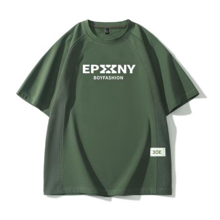 FA42283# 高品质抖音直播爆款夏季新款立体感印花短袖青少年宽松港风半袖T恤上衣轻薄圆领 男装批发