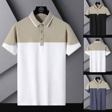 FA42285# polo衫男士短袖t恤夏季冰丝薄款翻领半袖爸爸装商务休闲潮牌衣服 男装批发