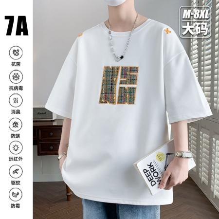 FA42293# 大码美式复古落肩短袖t恤男夏季小众设计感上衣潮牌字母刺绣情侣衣服 男装批发