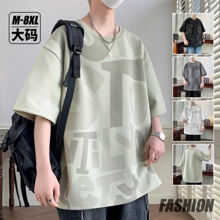 FA42295# 大码短袖T恤男夏季潮流休闲宽松加肥加大男装上衣服胖子半袖体恤 男装批发