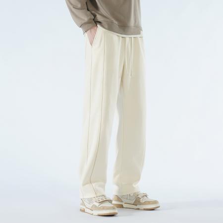 FA42310# 重磅华棉包边款直筒运动裤男新款春秋潮牌宽松舒适休闲裤男生腿阔腿棉质拖地卫裤潮流长裤 男装批发