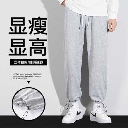 FA42318# 秋季新品潮流时尚港风休闲裤男新款潮牌抽绳束脚裤男士高品质纯色宽松九分卫裤男运动裤子 男装批发
