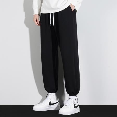 FA42318# 秋季新品潮流时尚港风休闲裤男新款潮牌抽绳束脚裤男士高品质纯色宽松九分卫裤男运动裤子 男装批发