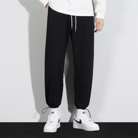FA42318# 秋季新品潮流时尚港风休闲裤男新款潮牌抽绳束脚裤男士高品质纯色宽松九分卫裤男运动裤子 男装批发