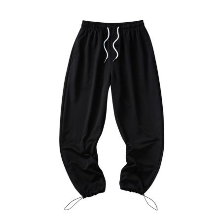 FA42318# 秋季新品潮流时尚港风休闲裤男新款潮牌抽绳束脚裤男士高品质纯色宽松九分卫裤男运动裤子 男装批发