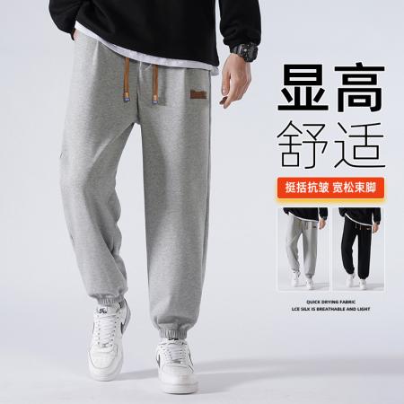 FA42323# 立体腰包边棉质休闲裤男新款秋冬加绒保暖运动长裤男士港风宽松束脚卫裤潮牌小脚裤子 男装批发