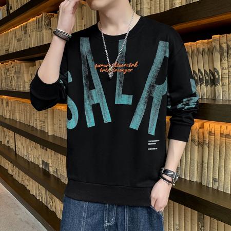 FA42325# 秋季新款潮牌长袖卫衣男青少年字母套头卫衣青少年T恤男Y圆领卫衣 男装批发