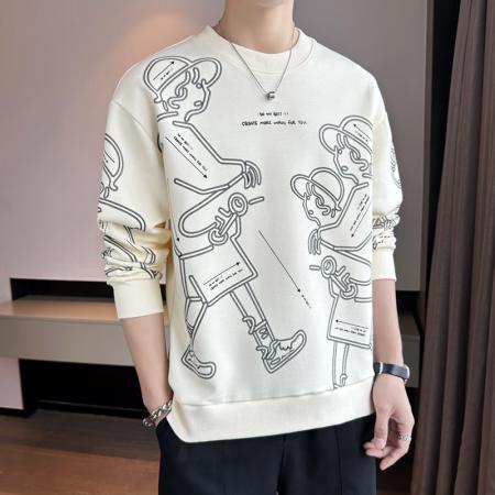 FA42329# 男士卫衣春秋季新款潮牌圆领印花长袖T恤宽松男装 男装批发