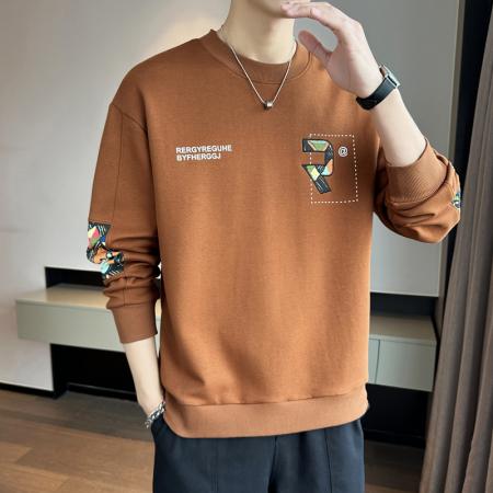 FA42331# 男士卫衣春秋季新款潮牌圆领印花长袖T恤宽松男装 男装批发