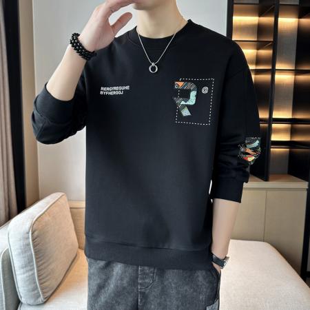 FA42331# 男士卫衣春秋季新款潮牌圆领印花长袖T恤宽松男装 男装批发