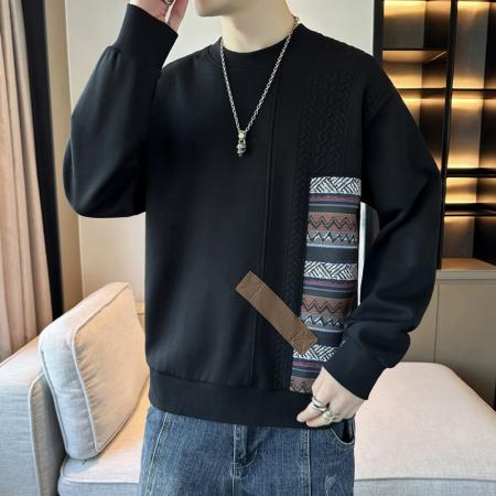 FA42332# 男士卫衣春秋季新款潮牌圆领印花长袖T恤宽松男装打底衫上衣 男装批发