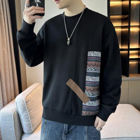 FA42332# 男士卫衣春秋季新款潮牌圆领印花长袖T恤宽松男装打底衫上衣 男装批发