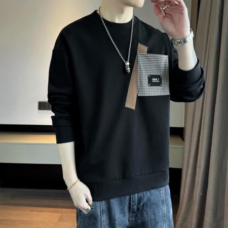 FA42333# 男士卫衣春秋季新款潮牌圆领印花长袖T恤宽松男装打底衫上衣 男装批发