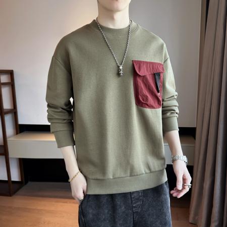 FA42335# 男士卫衣春秋季新款潮牌圆领印花长袖T恤宽松男装打底衫上衣 男装批发