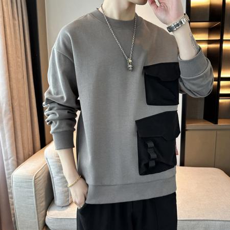FA42337# 男士卫衣春秋季新款潮牌圆领印花长袖T恤宽松男装打底衫上衣 男装批发