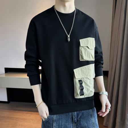 FA42337# 男士卫衣春秋季新款潮牌圆领印花长袖T恤宽松男装打底衫上衣 男装批发