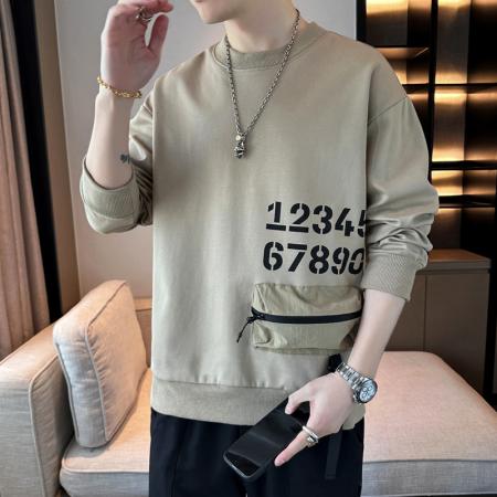 FA42338# 男士卫衣春秋季新款潮牌圆领印花长袖T恤宽松男装打底衫上衣 男装批发