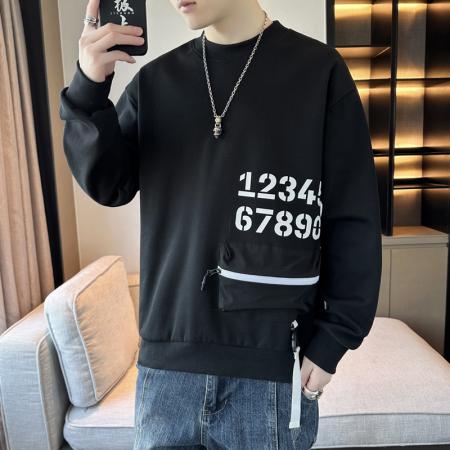 FA42338# 男士卫衣春秋季新款潮牌圆领印花长袖T恤宽松男装打底衫上衣 男装批发