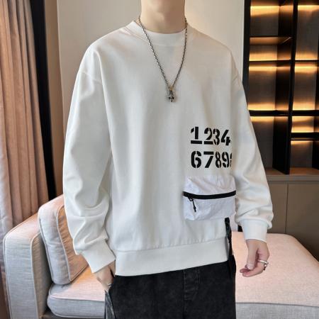 FA42338# 男士卫衣春秋季新款潮牌圆领印花长袖T恤宽松男装打底衫上衣 男装批发