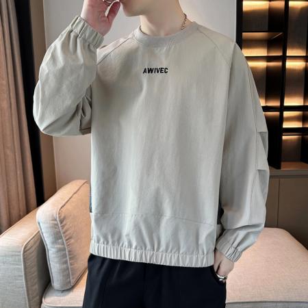 FA42339# 男士卫衣春秋季新款潮牌圆领印花长袖T恤宽松男装打底衫上衣 男装批发