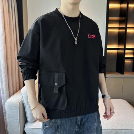 FA42340# 男士卫衣春秋季新款潮牌圆领印花长袖T恤宽松男装打底衫上衣 男装批发