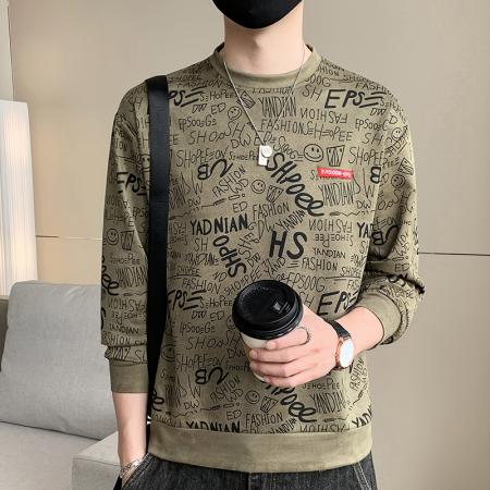 FA42363# 年秋冬男款卫衣春秋新款时尚潮流宽松休闲长袖圆领打底衫ins潮牌韩版 男装批发