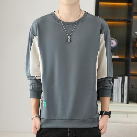 FA42374# 新款大码圆领撞色袖休闲长袖百搭卫衣男 男装批发
