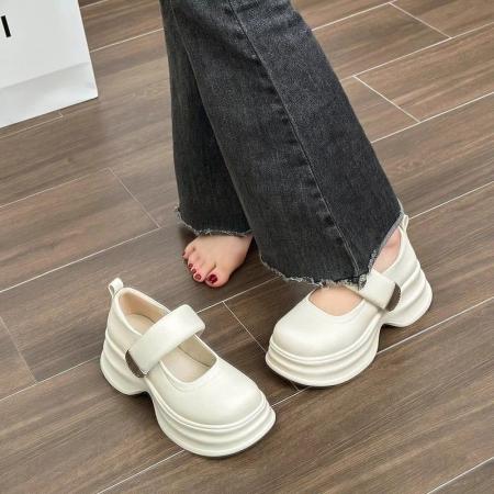X-32792# 复古小皮鞋女春秋季新款百搭英伦风厚底增高一脚蹬乐福鞋  鞋子批发女鞋批发