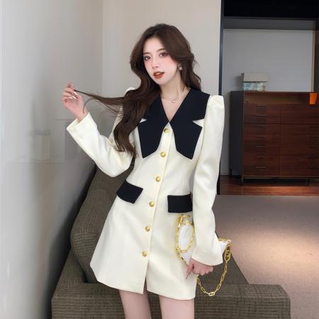 FA42513# 法式收腰显瘦小香风连衣裙女装秋季新款高级感轻奢名媛短裙 服裝批發女裝批發服飾貨源