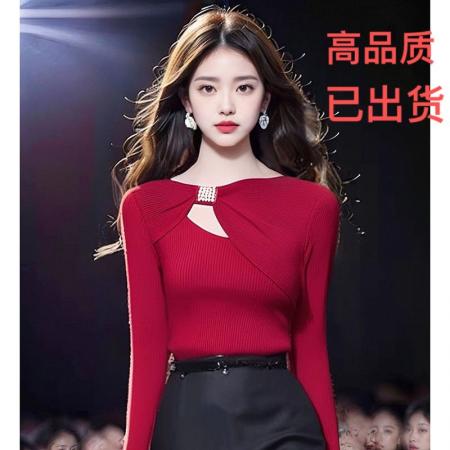 FA42542# 秋冬款时尚针织打底衫秋冬季小心机镂空内搭修身毛衣女 服裝批發女裝批發服飾貨源