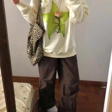 YF5959# 图片色港式慵懒风圆领长袖水果印花设计感秋冬休闲简约百搭卫衣