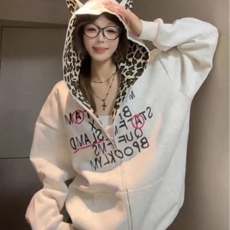 FA42594# 秋季薄款/加绒内抽原版做工纯棉华棉复合卫衣女 服裝批發女裝批發服飾貨源