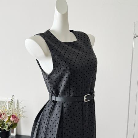 FA42607# 法式复古波点连衣裙女春秋款高级感背心裙 服裝批發女裝批發服飾貨源