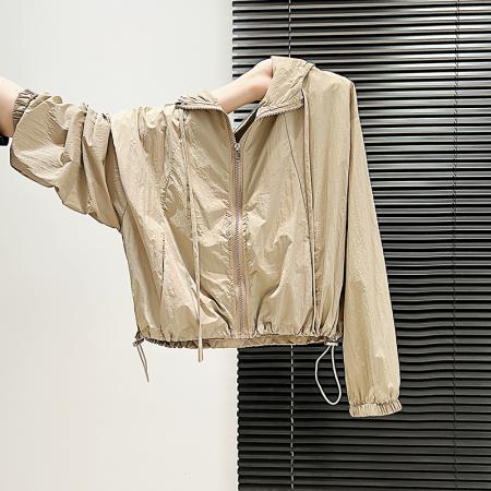 FA42645# 连帽薄款防晒冲锋衣外套女春秋季新款复古夹克上衣 服裝批發女裝批發服飾貨源