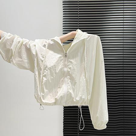 FA42645# 连帽薄款防晒冲锋衣外套女春秋季新款复古夹克上衣 服裝批發女裝批發服飾貨源