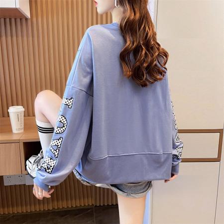 FA42770# 鱼鳞春秋季小众卫衣女拉链薄款蓝色oversize印花 服裝批發女裝批發服飾貨源