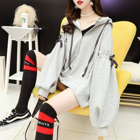 FA42772# 棉设计感小众薄款开衫连帽外套女潮春秋新款 服裝批發女裝批發服飾貨源