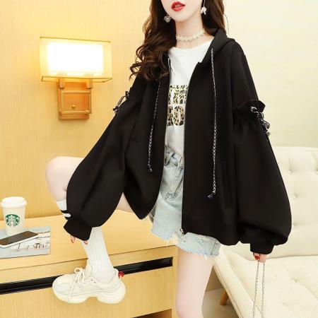 FA42772# 棉设计感小众薄款开衫连帽外套女潮春秋新款 服裝批發女裝批發服飾貨源